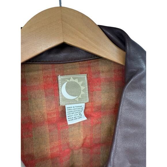 Vintage Von Pok & Chang Men’s Green Leather Collar Chore Jacket Workwear Size XL - Picture 2 of 7